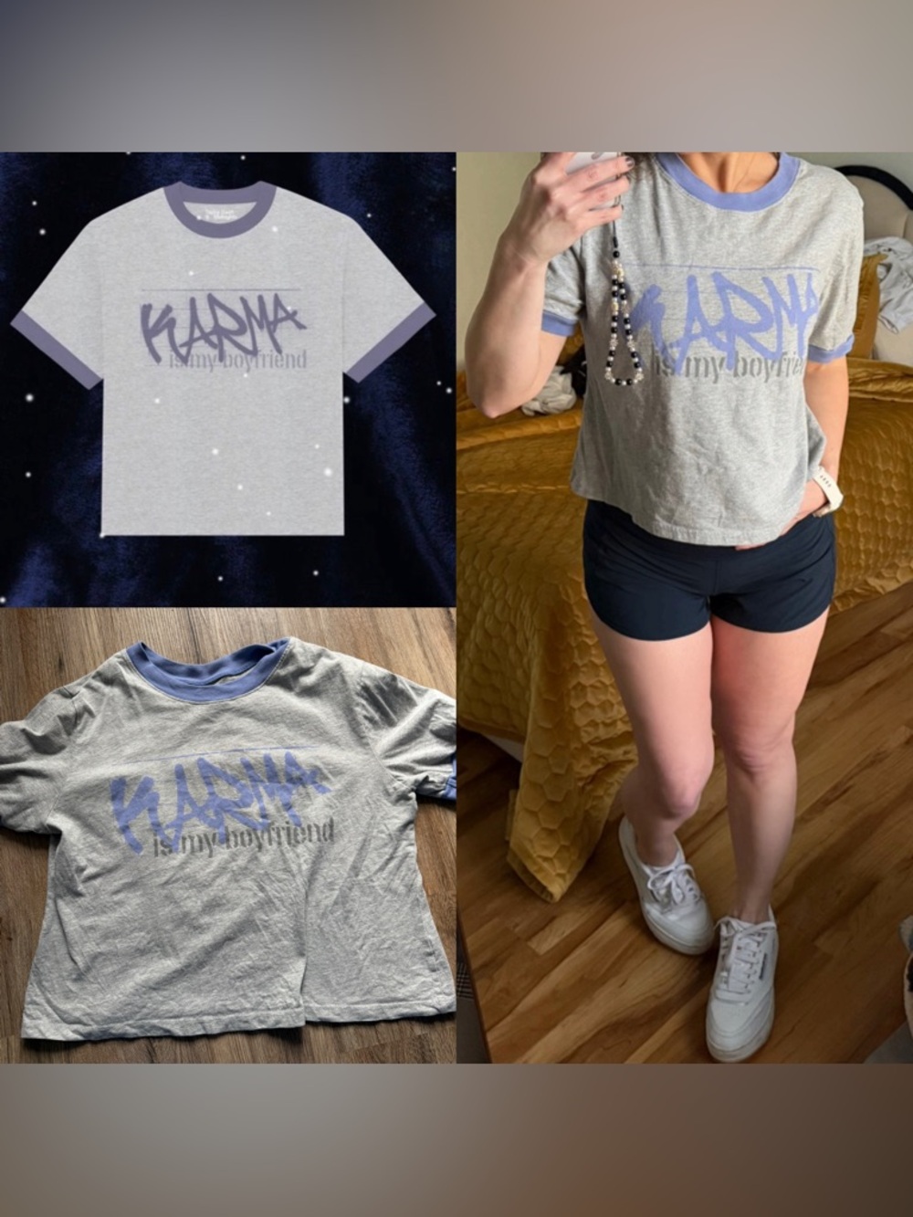 Taylor Swift Karma is my boyfriend Graphic Ringer Tee cropped large